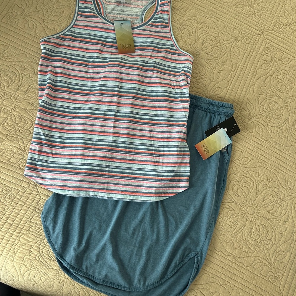 Ocean Current Women's Striped Tank Top and skirt - Blue/Pink